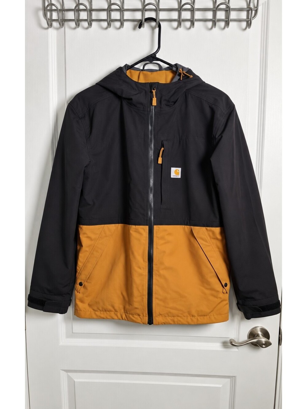 Carhartt Storm Defender 104039 Jacket Mens Small Black Brown Rain Hooded